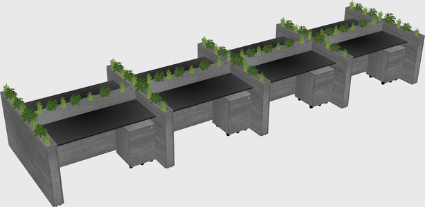 Rectangular shared desk