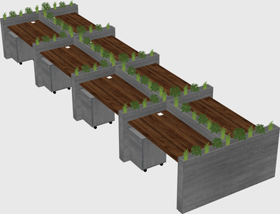 Rectangular shared desk