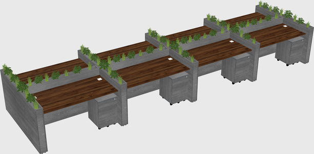 Rectangular shared desk