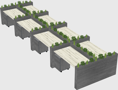 Rectangular shared desk