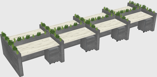 Rectangular shared desk