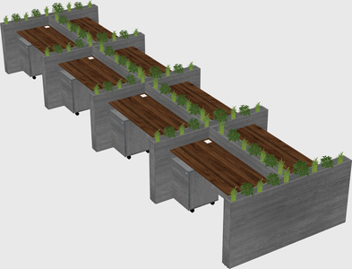 Rectangular shared desk