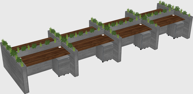 Rectangular shared desk