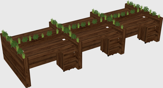 Rectangular shared desk