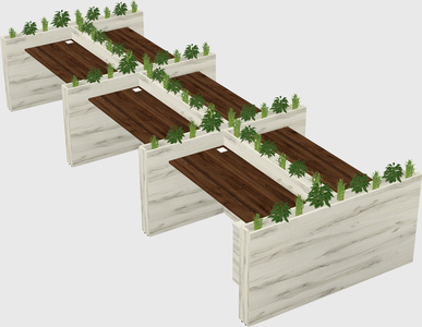 Rectangular shared desk