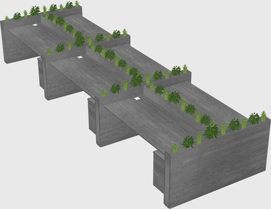 Rectangular shared desk