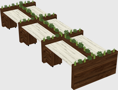Rectangular shared desk