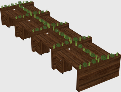 Rectangular shared desk