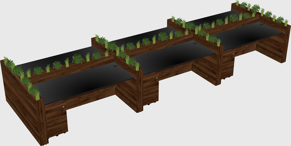 Rectangular shared desk
