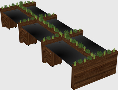 Rectangular shared desk