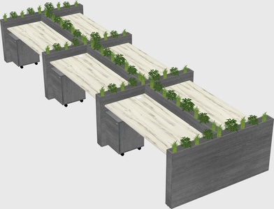 Rectangular shared desk