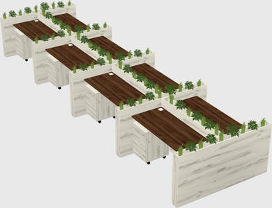 Rectangular shared desk