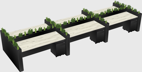 Rectangular shared desk
