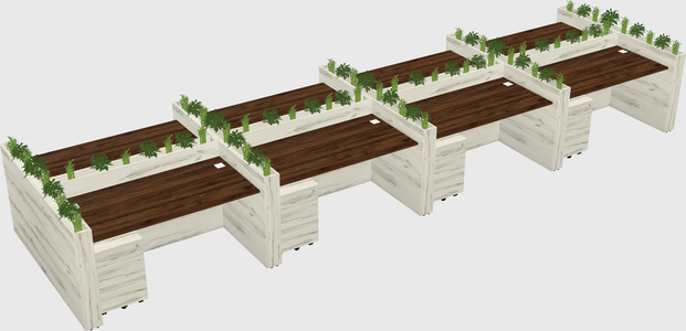 Rectangular shared desk
