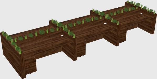 Rectangular shared desk