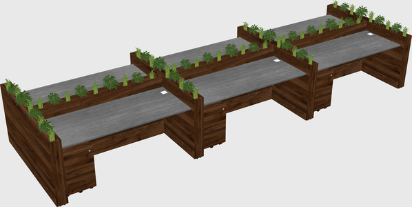 Rectangular shared desk
