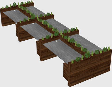 Rectangular shared desk