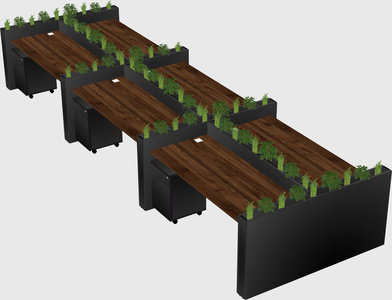 Rectangular shared desk