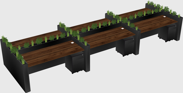 Rectangular shared desk