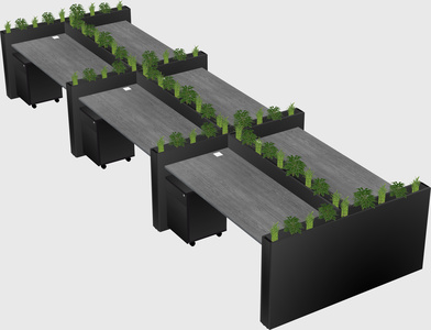 Rectangular shared desk