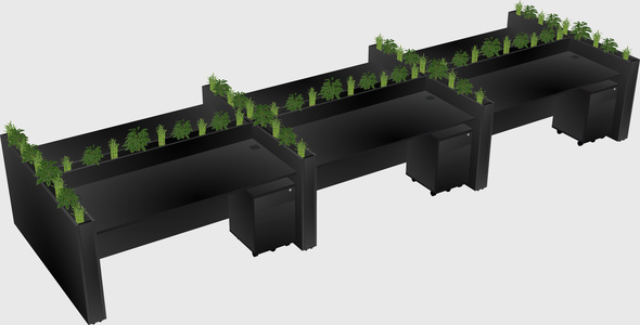 Rectangular shared desk