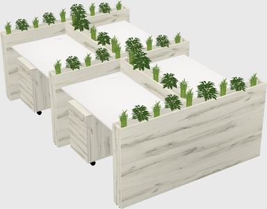Rectangular shared desk