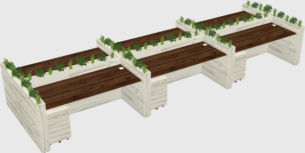 Rectangular shared desk