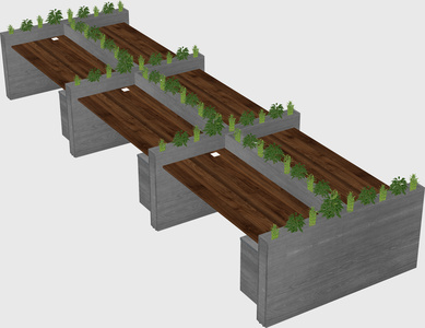 Rectangular shared desk