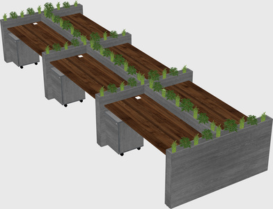 Rectangular shared desk