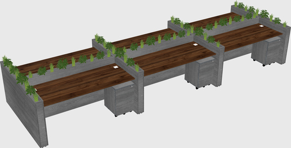 Rectangular shared desk
