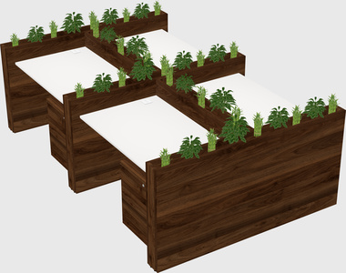 Rectangular shared desk