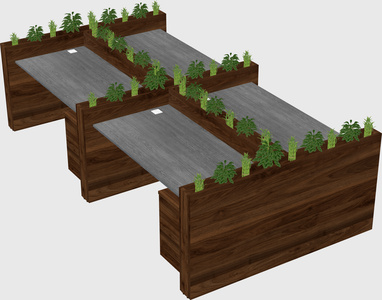 Rectangular shared desk