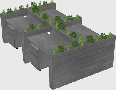 Rectangular shared desk