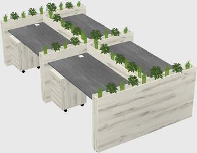 Rectangular shared desk