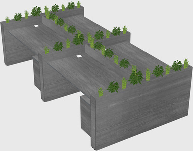 Rectangular shared desk