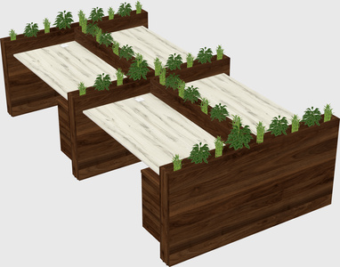 Rectangular shared desk