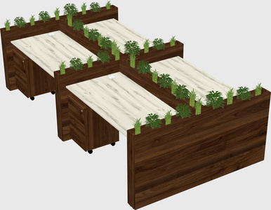 Rectangular shared desk