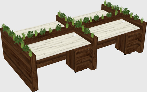 Rectangular shared desk