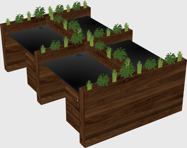 Rectangular shared desk