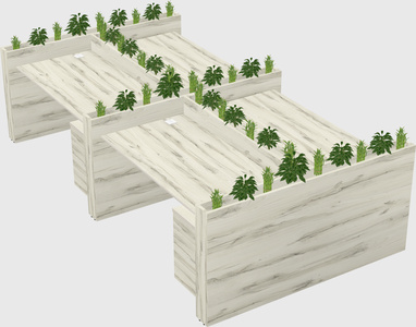 Rectangular shared desk