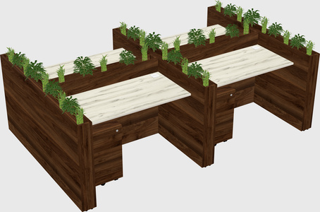 Rectangular shared desk