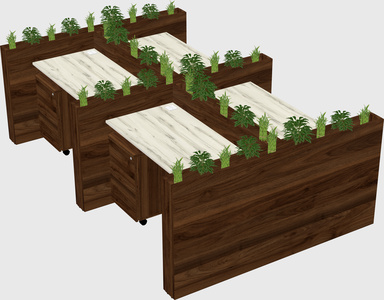 Rectangular shared desk