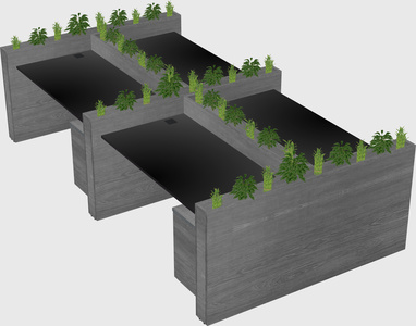 Rectangular shared desk