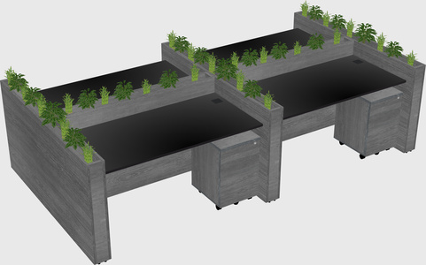 Rectangular shared desk