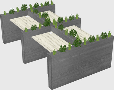 Rectangular shared desk