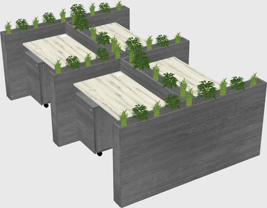 Rectangular shared desk