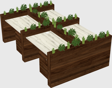 Rectangular shared desk