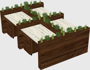 Rectangular shared desk