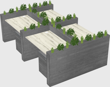 Rectangular shared desk