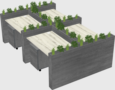 Rectangular shared desk